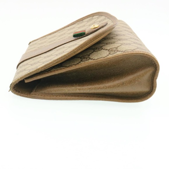 GUCCI Web Sherry Line GG Canvas Clutch Bag Beige Red Green Auth yk2761 - Picture 5 of 16